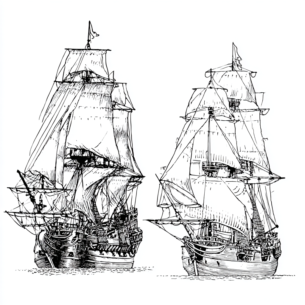 Pirate coloring page – Pirate Ship Battle Simplified Ship Vs.
