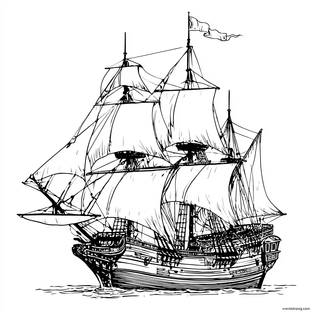 Pirate coloring page – Pirate Ship Coloring Clean Outline Of A