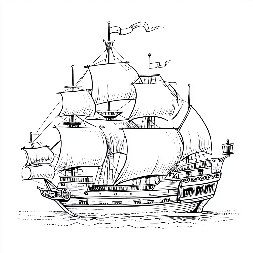 Pirate coloring page – Pirate Ship Coloring Clean Outline Of A