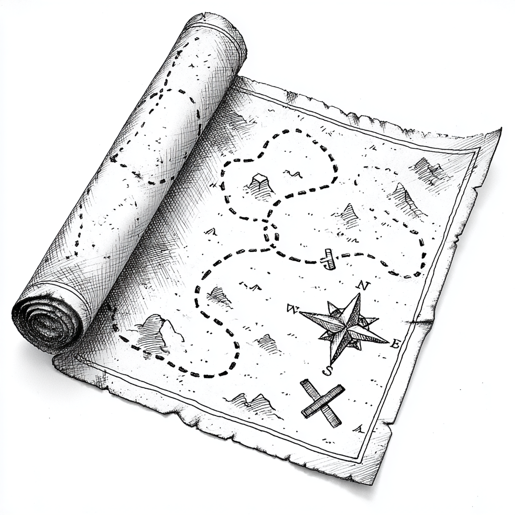 Pirate coloring page – Treasure Hunt Map Rolled Map With Dotte