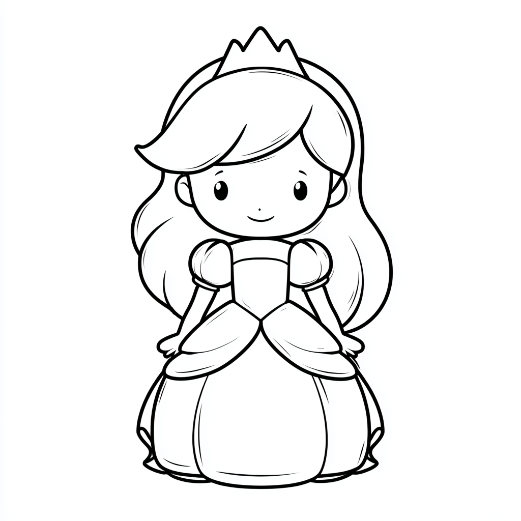 Princess coloring page – Cute Princess Cute Cartoon-style Prin