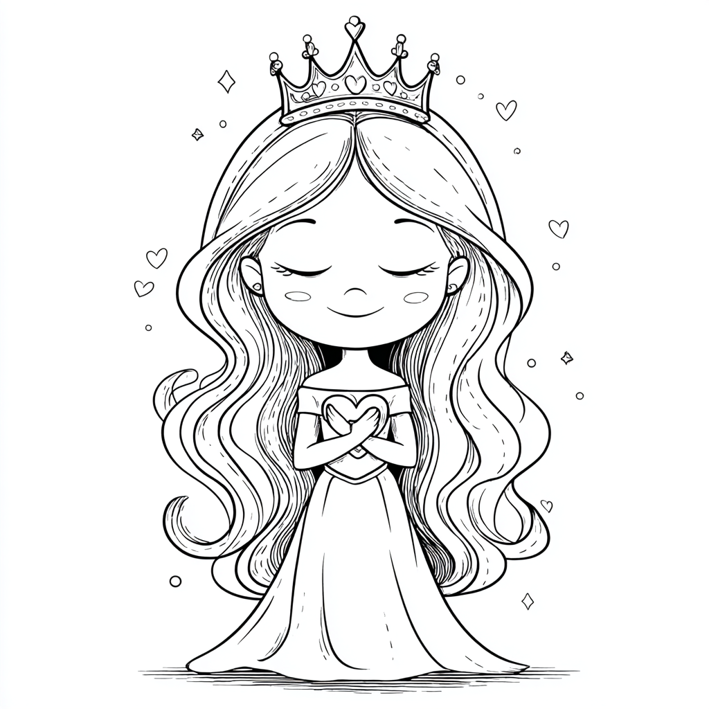 Princess coloring page – Princess And Tiara Princess Holding A