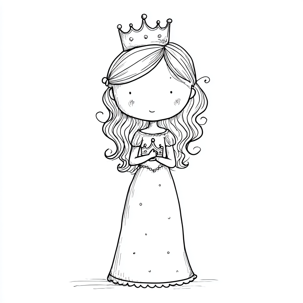 Princess coloring page – Princess And Tiara Princess Holding A