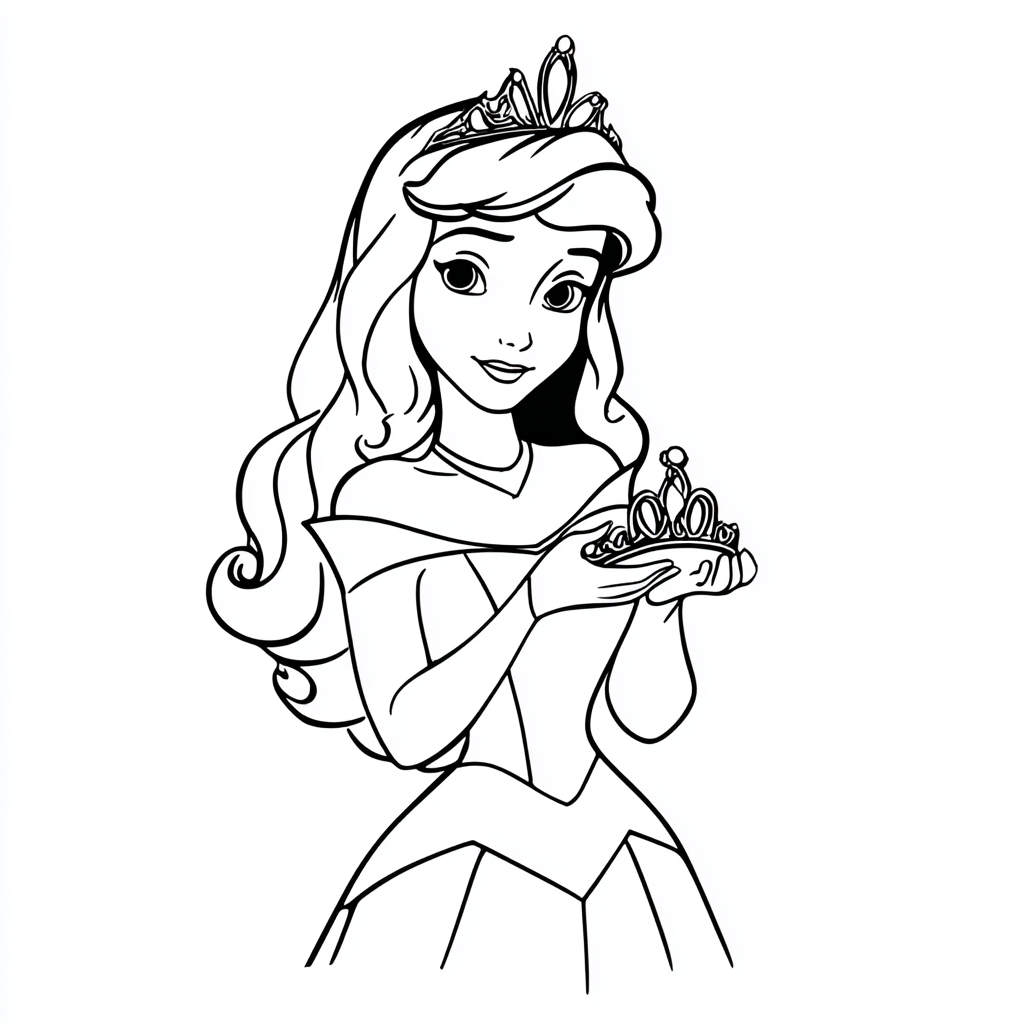 Princess coloring page – Princess And Tiara Princess Holding A