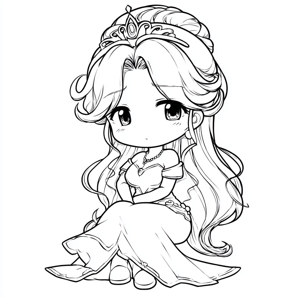 Princess coloring page – Princess Chibi Chibi-style Princess C