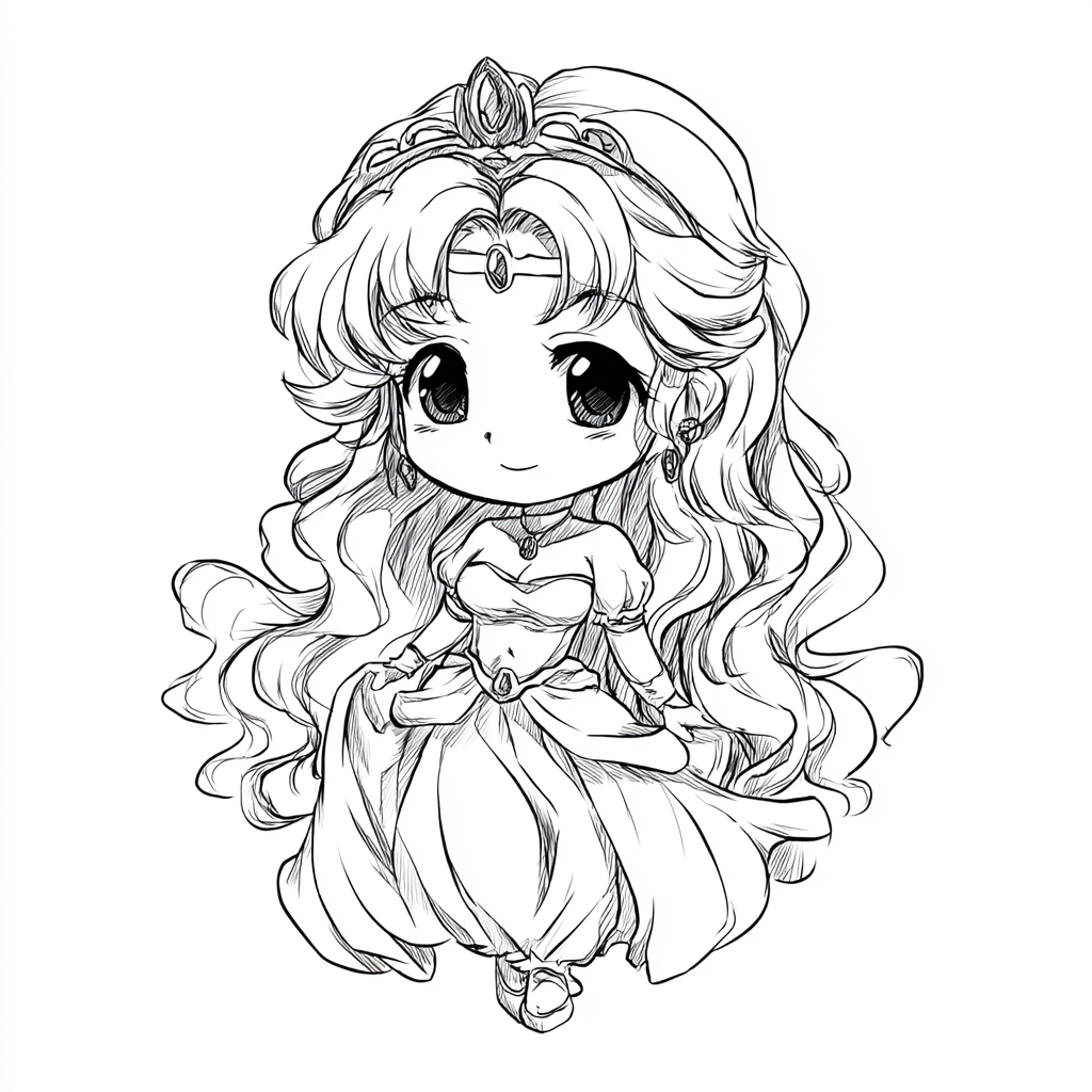 Princess coloring page – Princess Chibi Chibi-style Princess C
