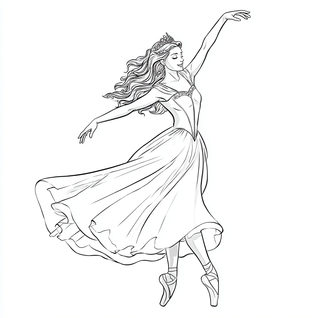 Princess coloring page – Princess Dancing Dancing Princess Pos