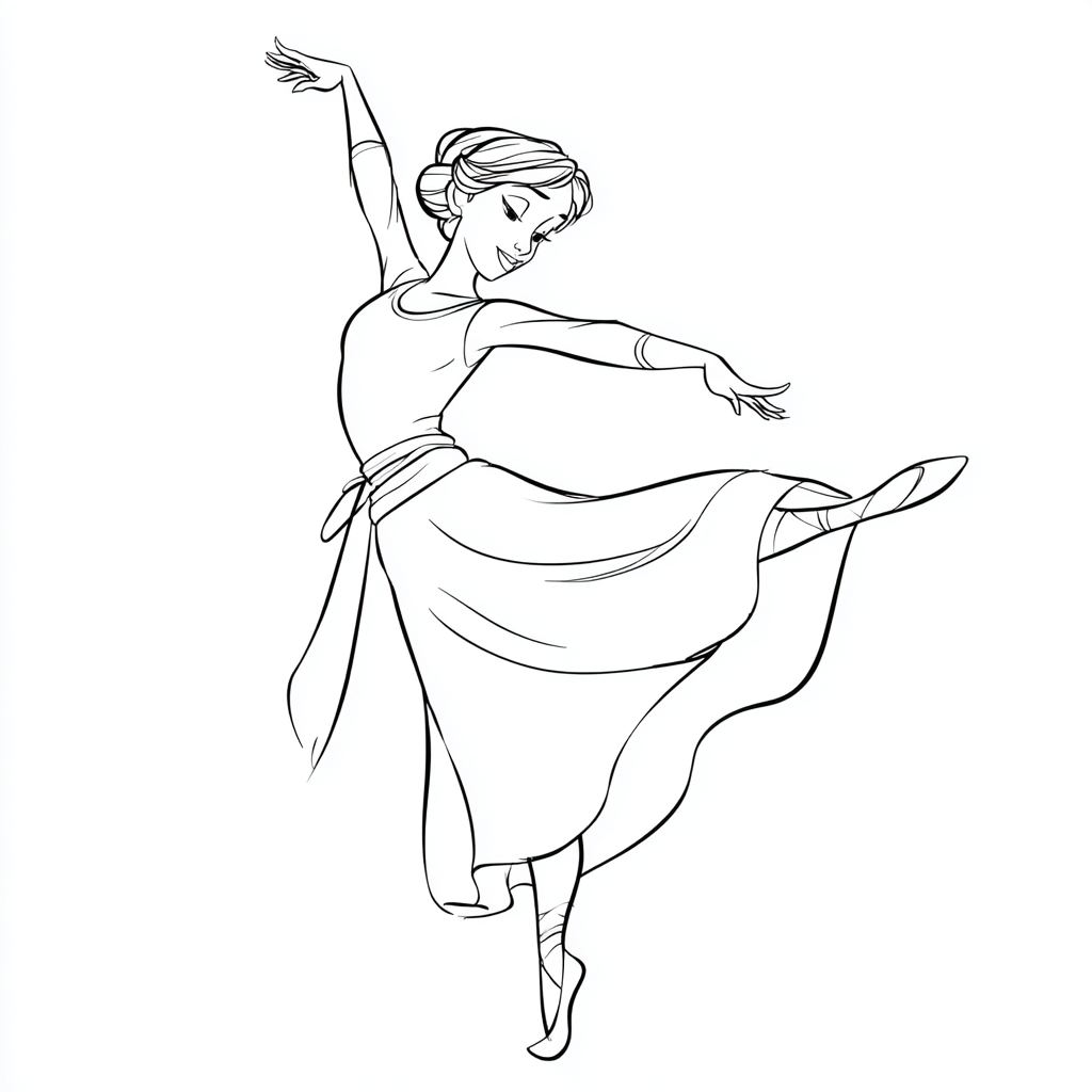 Princess coloring page – Princess Dancing Dancing Princess Pos