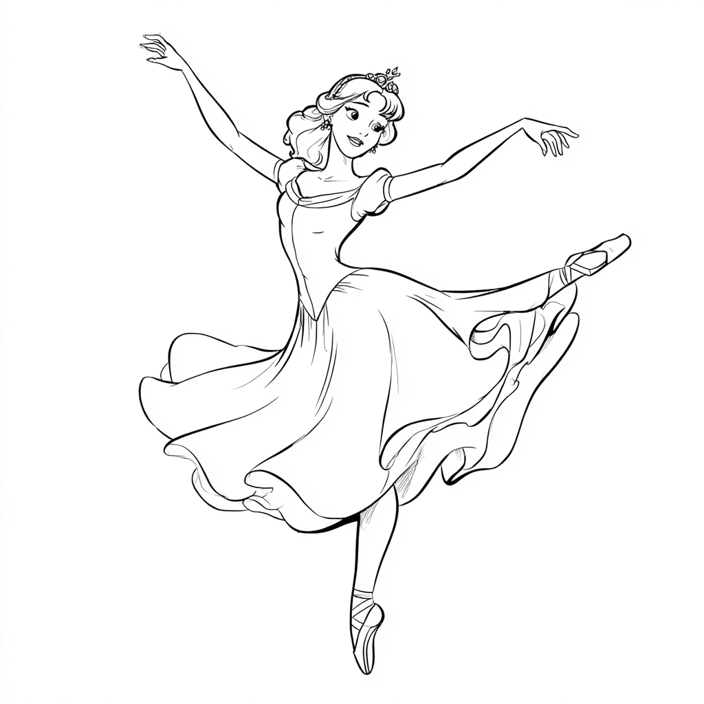 Princess coloring page – Princess Dancing Dancing Princess Pos