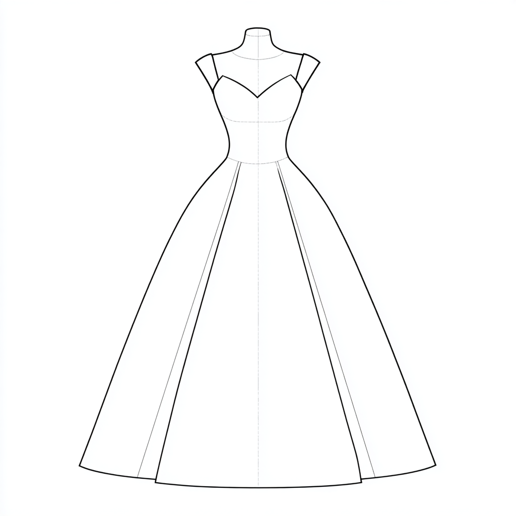 Princess coloring page – Princess Dress Outline Very Simple Pr