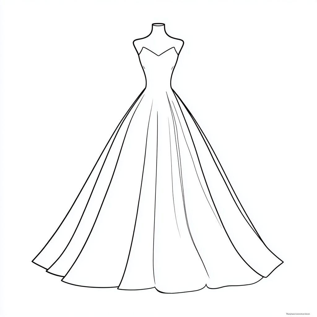 Princess coloring page – Princess Dress Outline Very Simple Pr