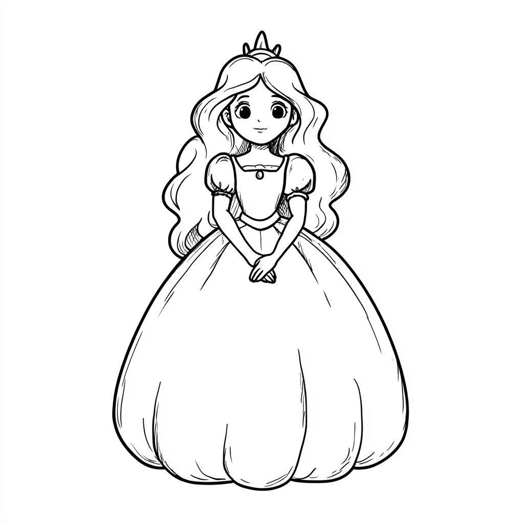 Princess coloring page – Princess Easy Drawing Ultra-simple Pr