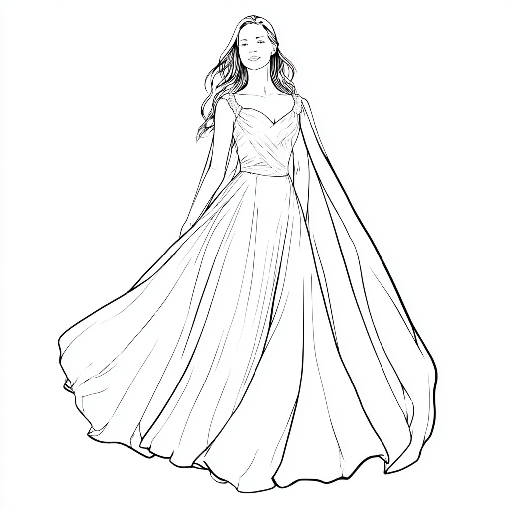 Princess coloring page – Princess Gown Princess Wearing A Long