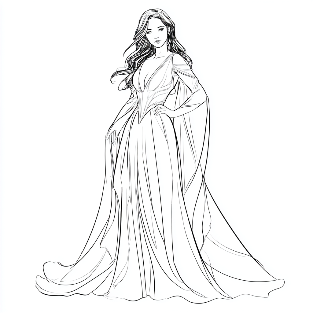 Princess coloring page – Princess Gown Princess Wearing A Long