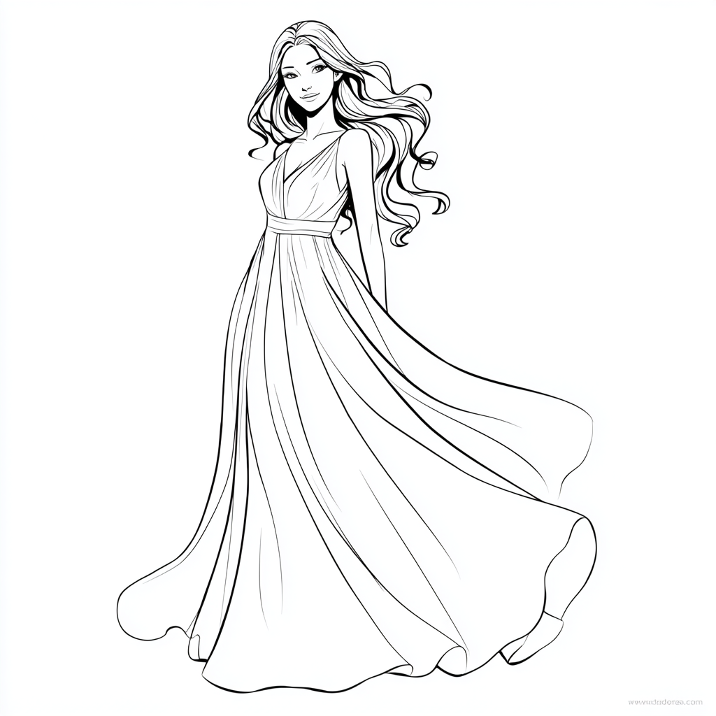 Princess coloring page – Princess Gown Princess Wearing A Long