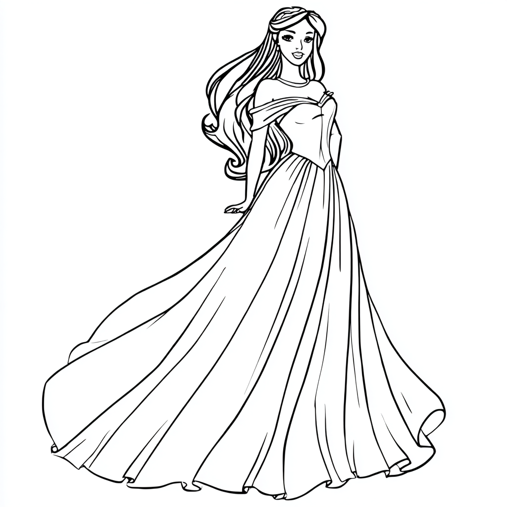 Princess coloring page – Princess Gown Princess Wearing A Long