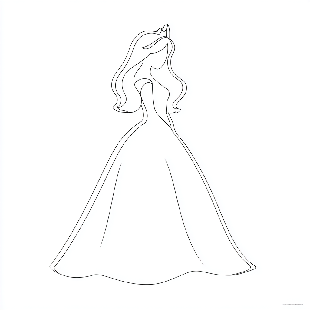 Princess coloring page – Princess Outline Very Simple Princess