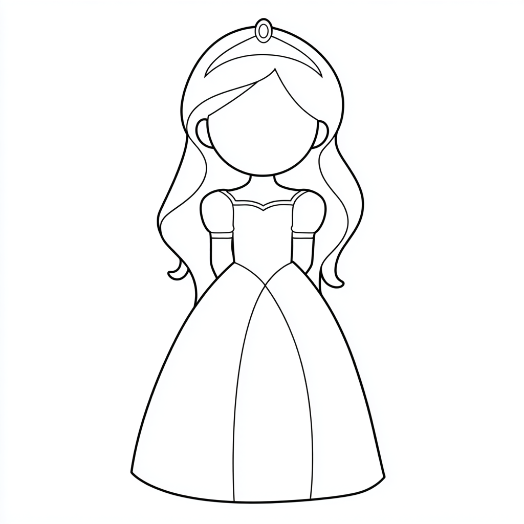 Princess coloring page – Princess Outline Very Simple Princess