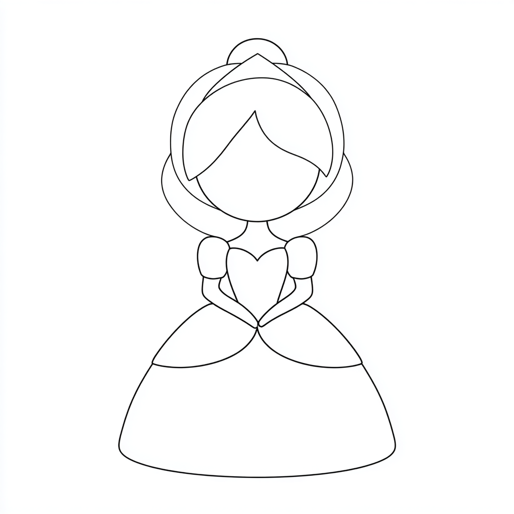 Princess coloring page – Princess Outline Very Simple Princess