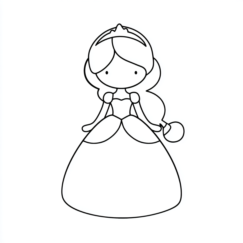 Princess coloring page – Princess Outline Very Simple Princess