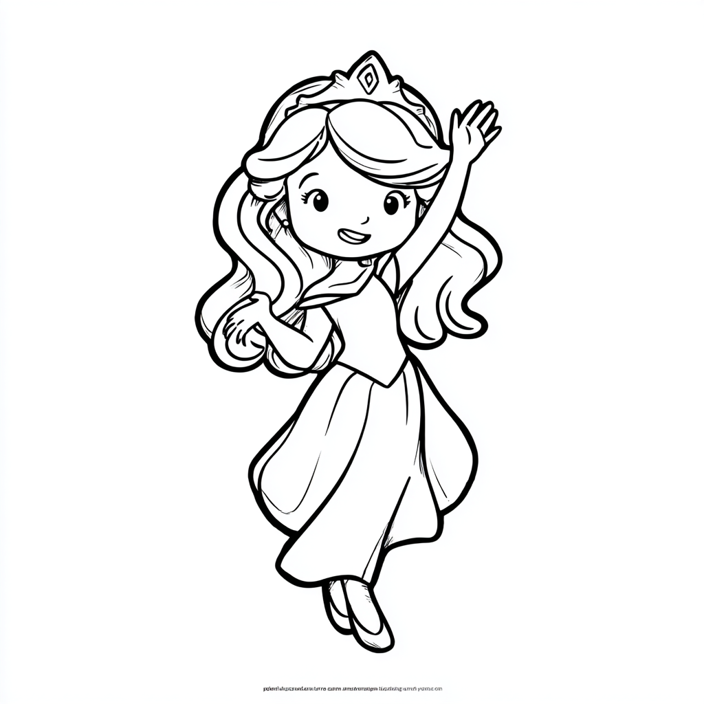 Princess coloring page – Princess Waving Friendly Waving Princ