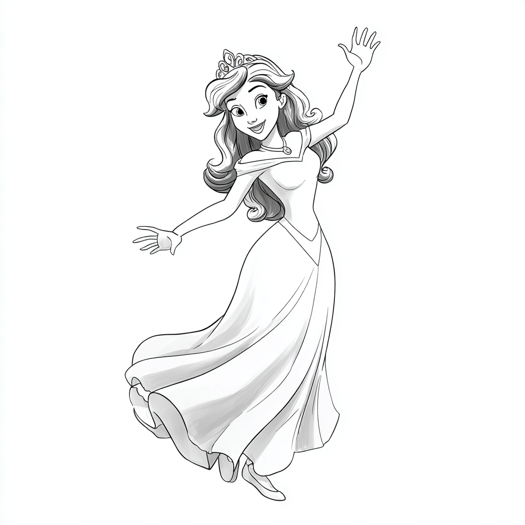 Princess coloring page – Princess Waving Friendly Waving Princ