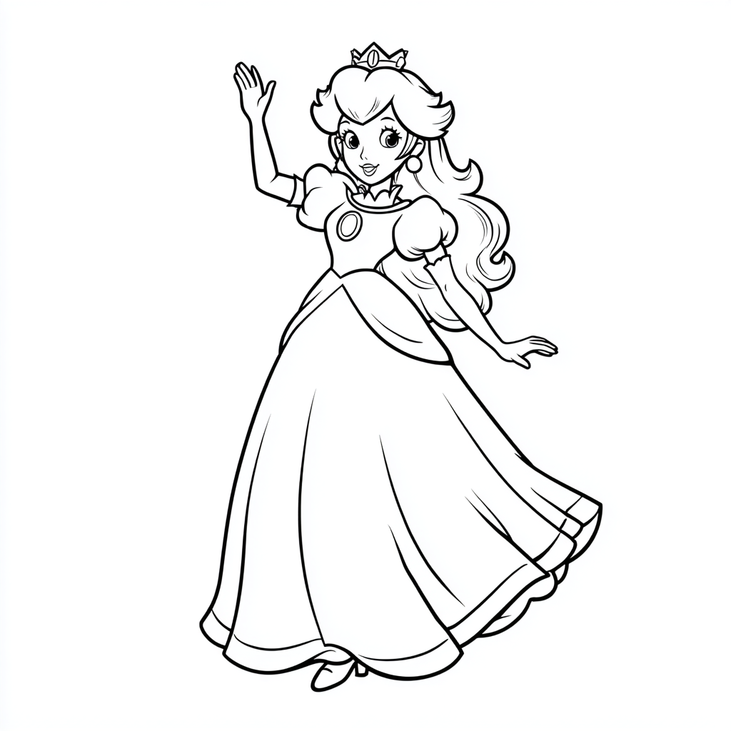 Princess coloring page – Princess Waving Friendly Waving Princ