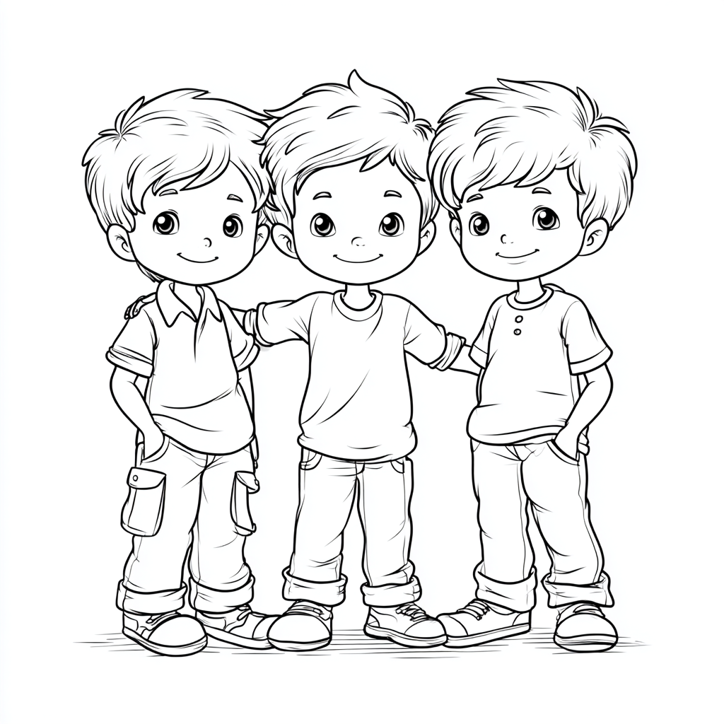 Saja Boys coloring page – Cartoon Boys Clean Cartoon Outline O