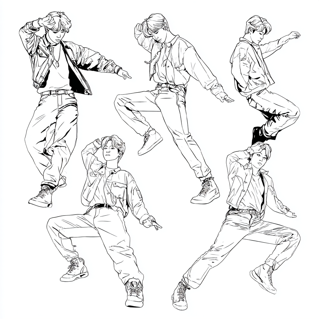 Saja Boys coloring page – Kpop Boys Dancing Dynamic Dance Pose