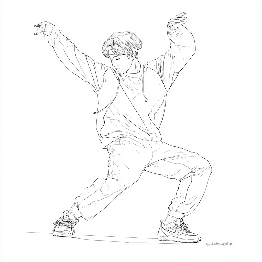 Saja Boys coloring page – Kpop Boys Dancing Dynamic Dance Pose