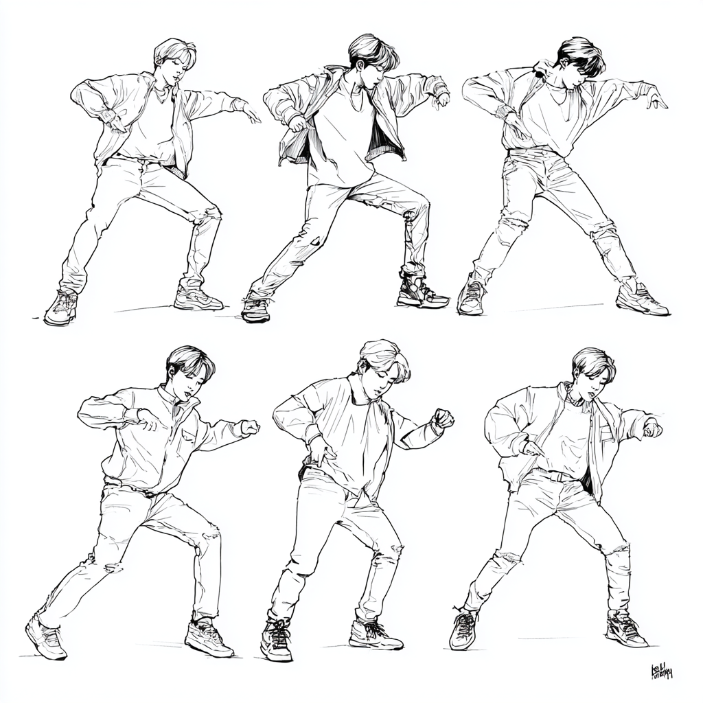 Saja Boys coloring page – Kpop Boys Dancing Dynamic Dance Pose
