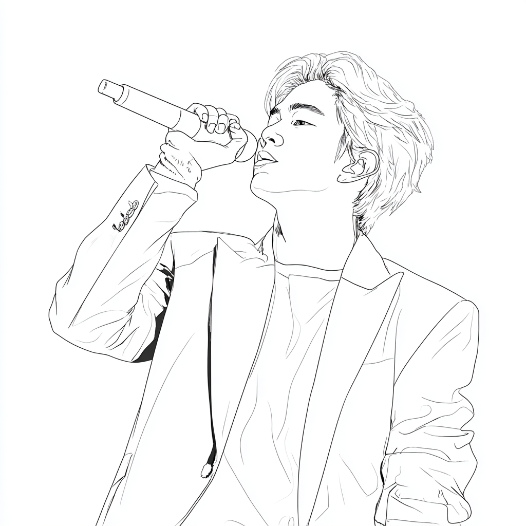 Saja Boys coloring page – Kpop Boys Singing Idol Boy Holding M