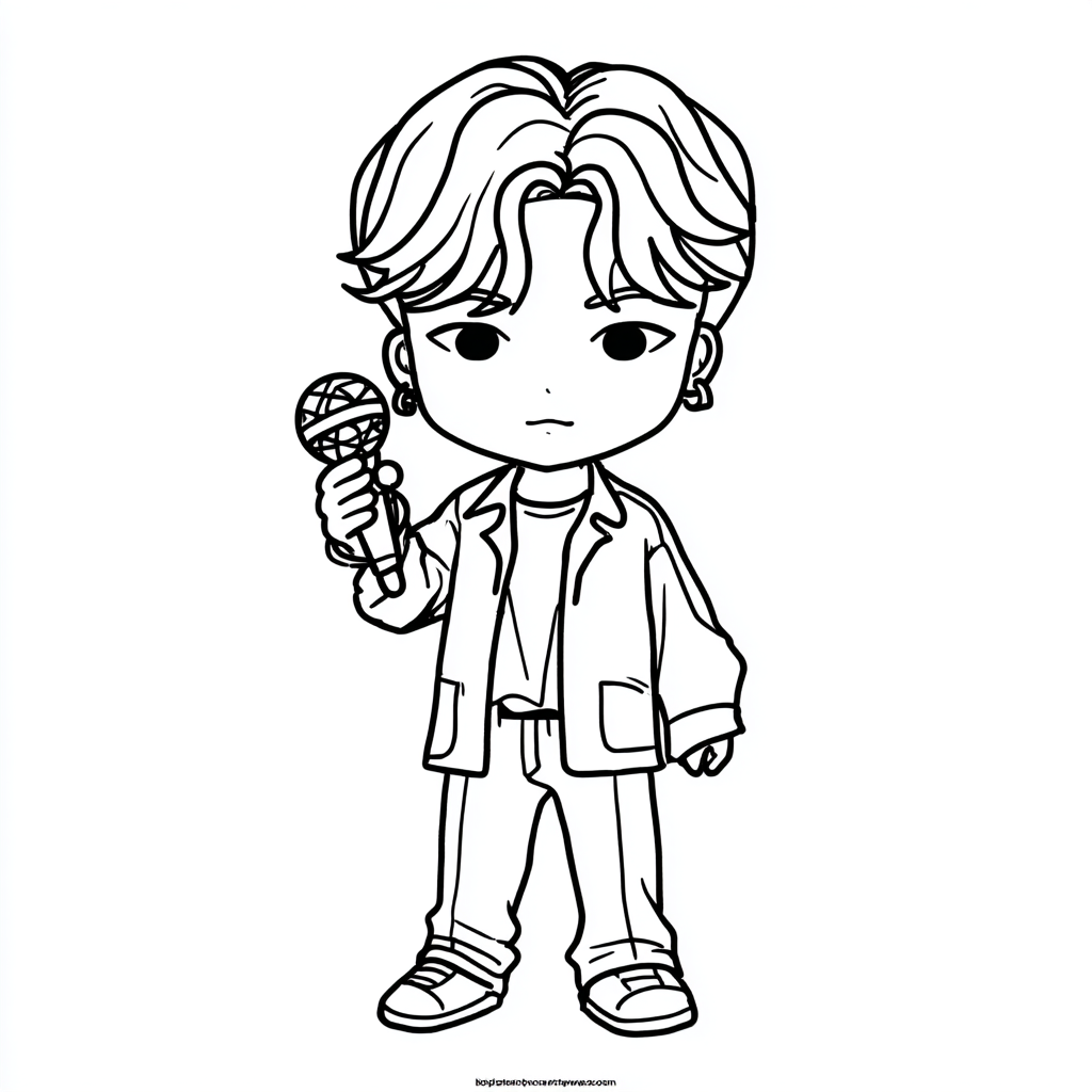 Saja Boys coloring page – Kpop Boys Singing Idol Boy Holding M