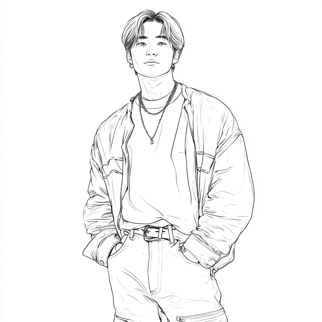 Saja Boys coloring page – Kpop Fashion Boy In Trendy K-POP Str