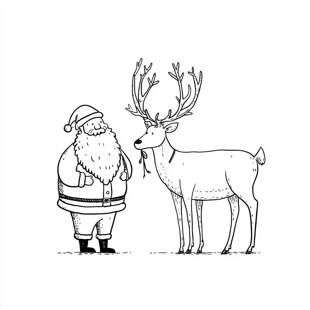 Santa Claus coloring page – Santa And Reindeer Santa Standing