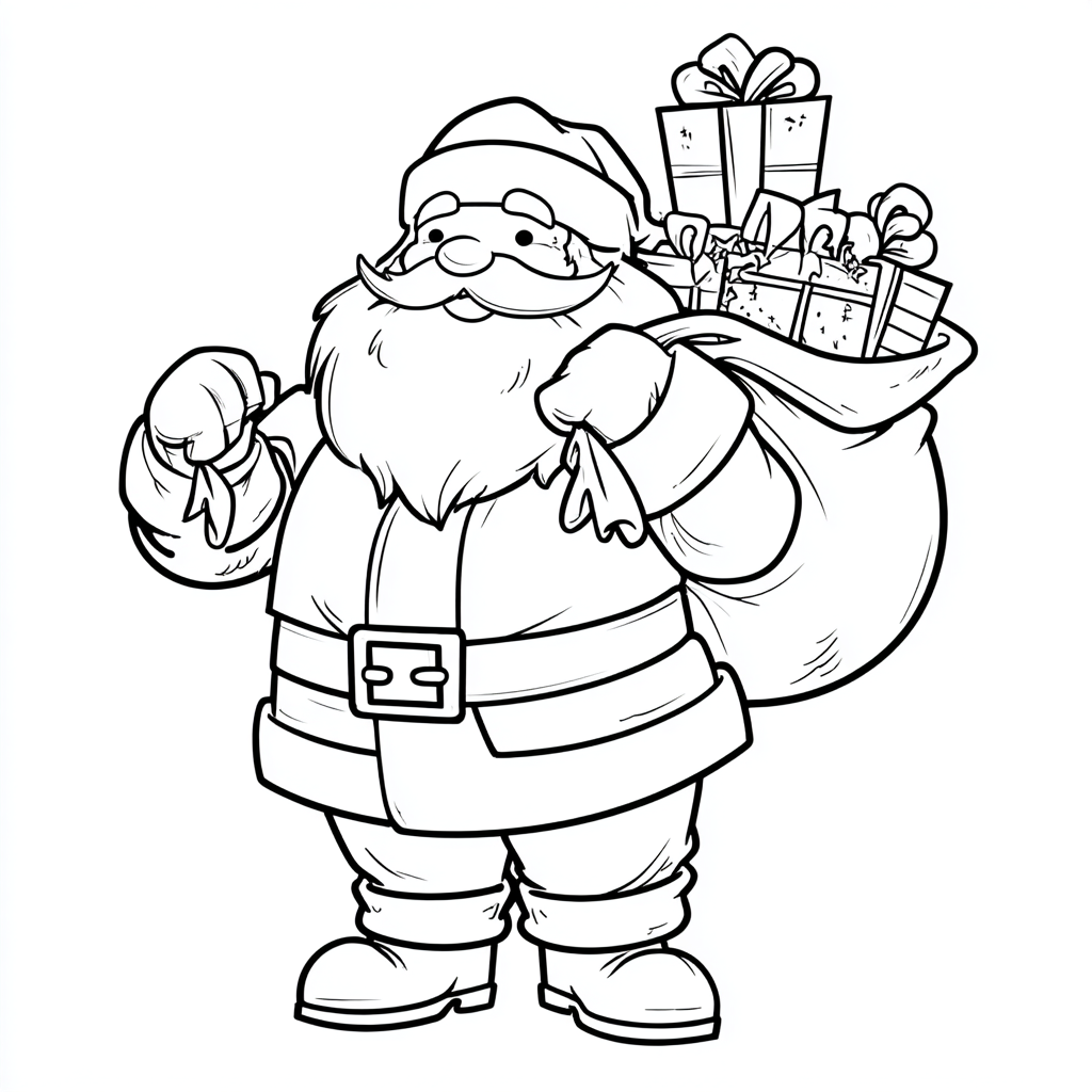 Santa Claus coloring page – Santa With Gifts Santa Holding A G