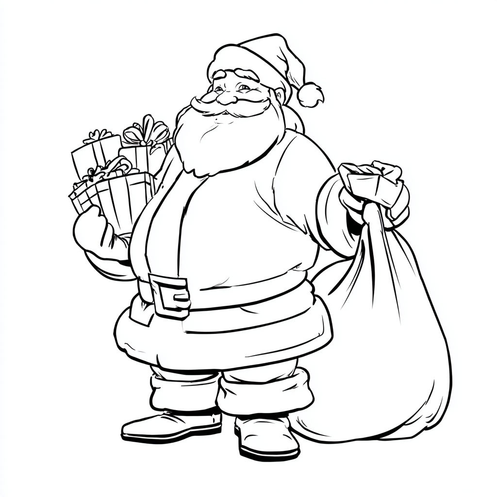 Santa Claus coloring page – Santa With Gifts Santa Holding A G