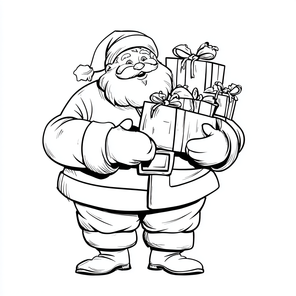 Santa Claus coloring page – Santa With Gifts Santa Holding A G