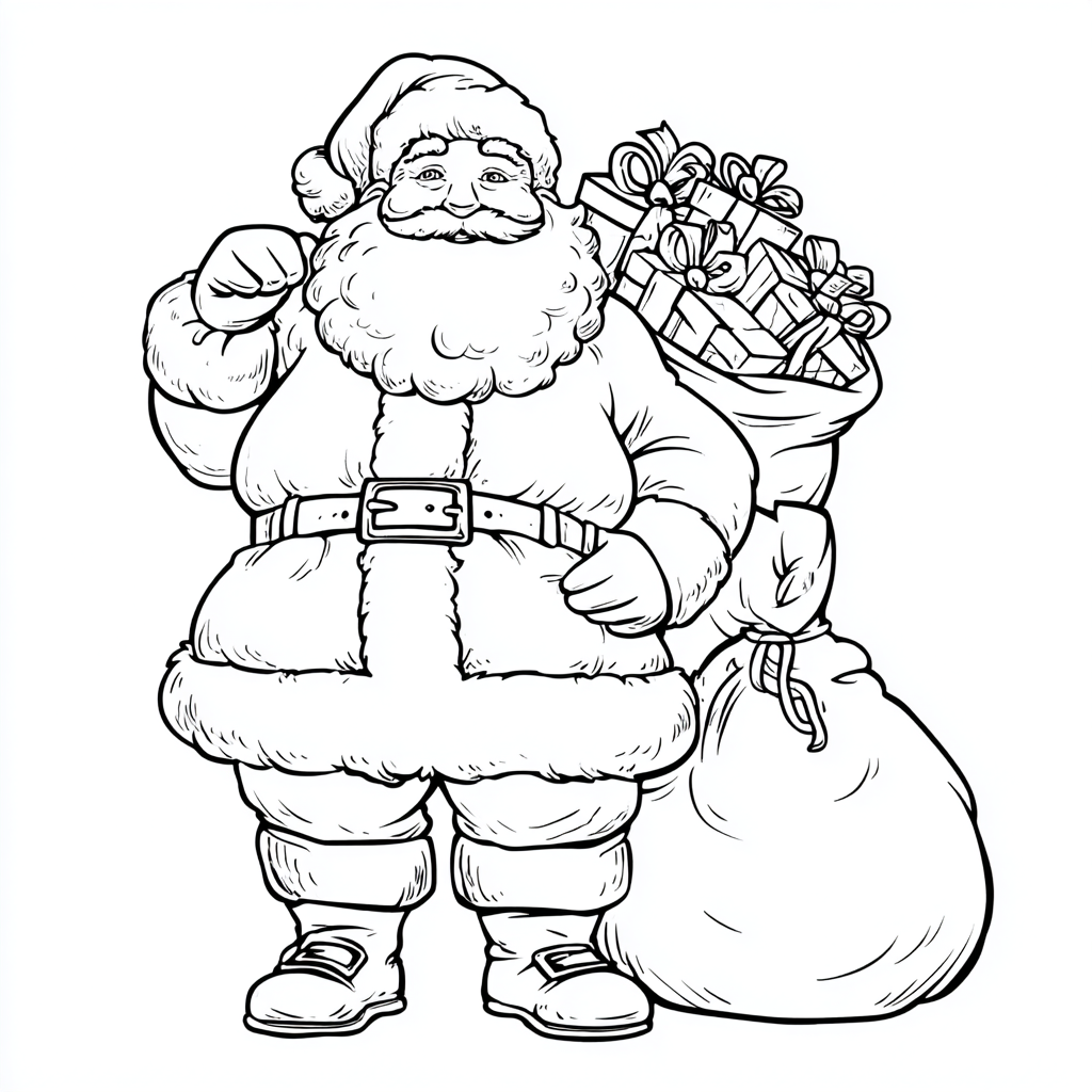 Santa Claus coloring page – Santa With Gifts Santa Holding A G