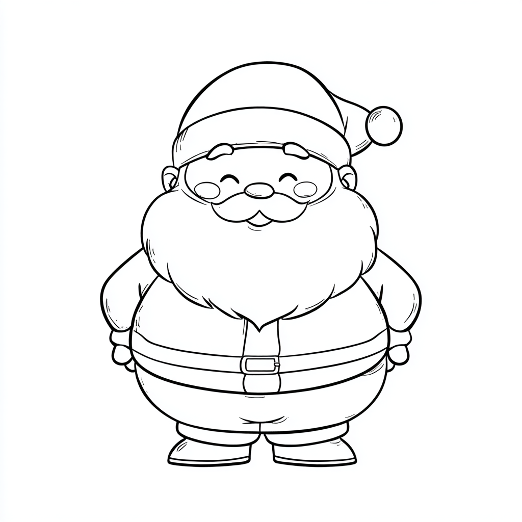 Santa Claus coloring page – Cute Santa Simple Line Art Santa S