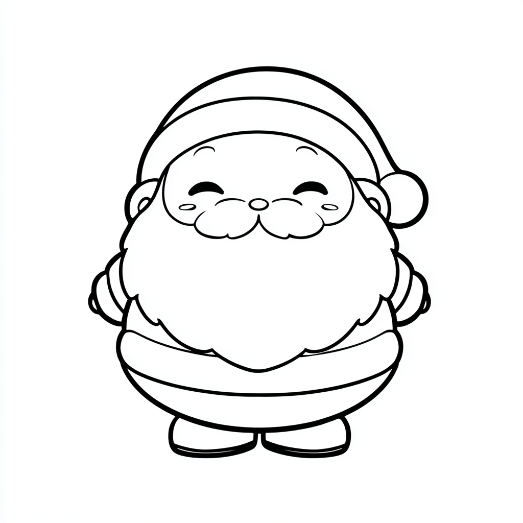 Santa Claus coloring page – Cute Santa Simple Line Art Santa S