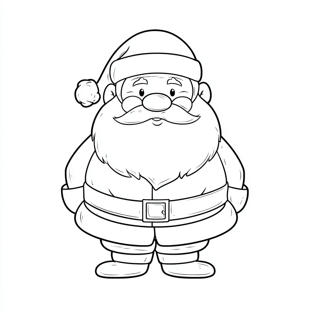 Santa Claus coloring page – Cute Santa Simple Line Art Santa S