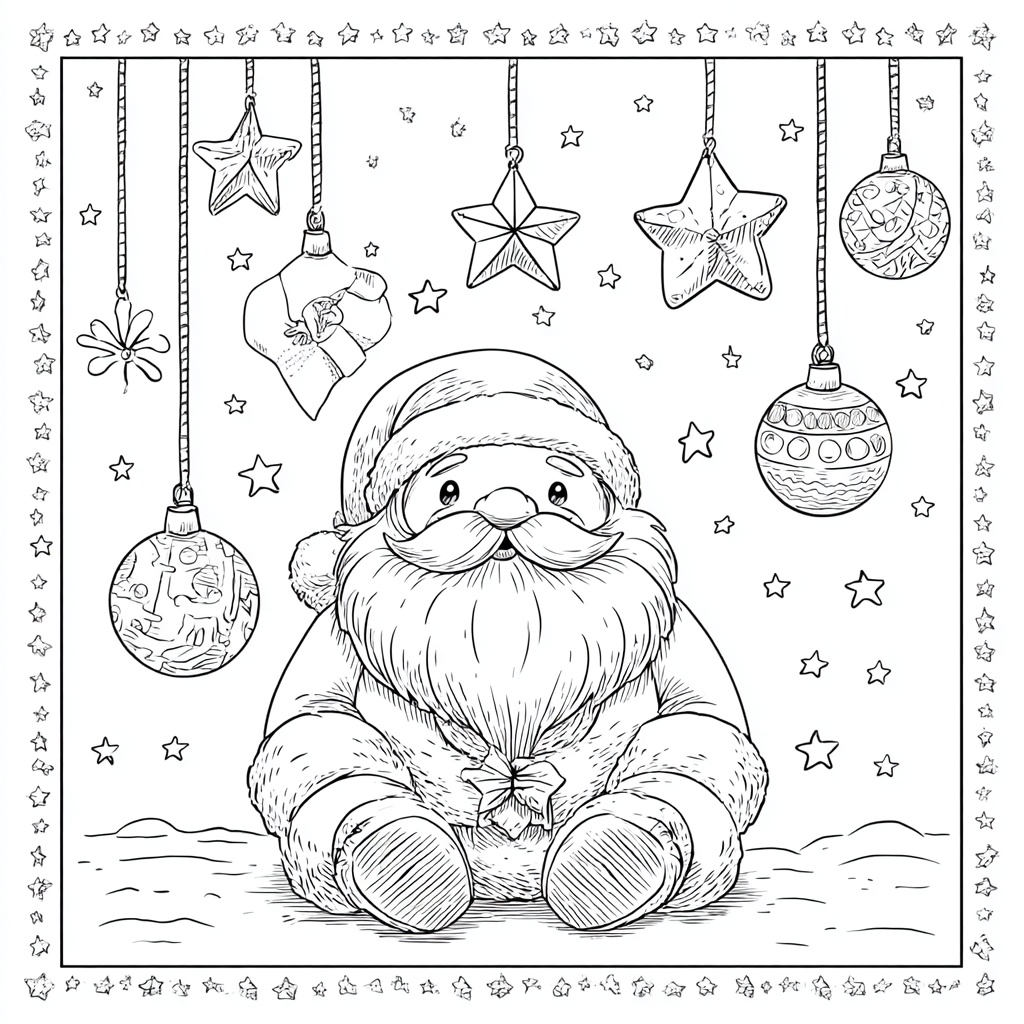 Santa Claus coloring page – Cute Christmas Scene Cute Santa Su