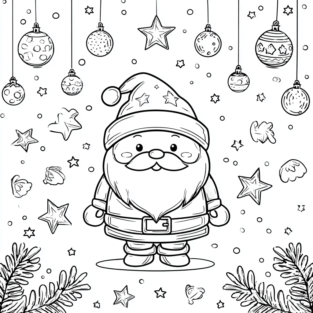 Santa Claus coloring page – Cute Christmas Scene Cute Santa Su