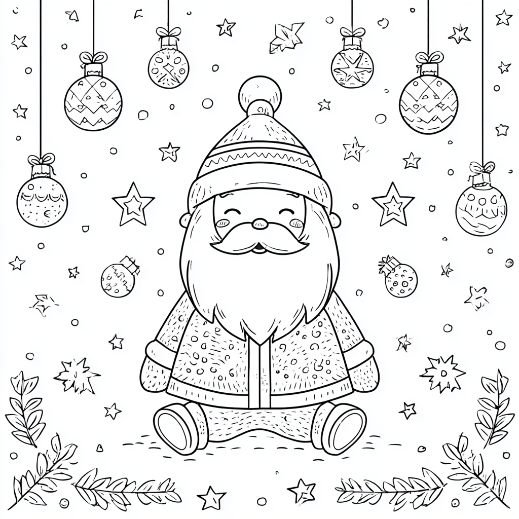 Santa Claus coloring page – Cute Christmas Scene Cute Santa Su