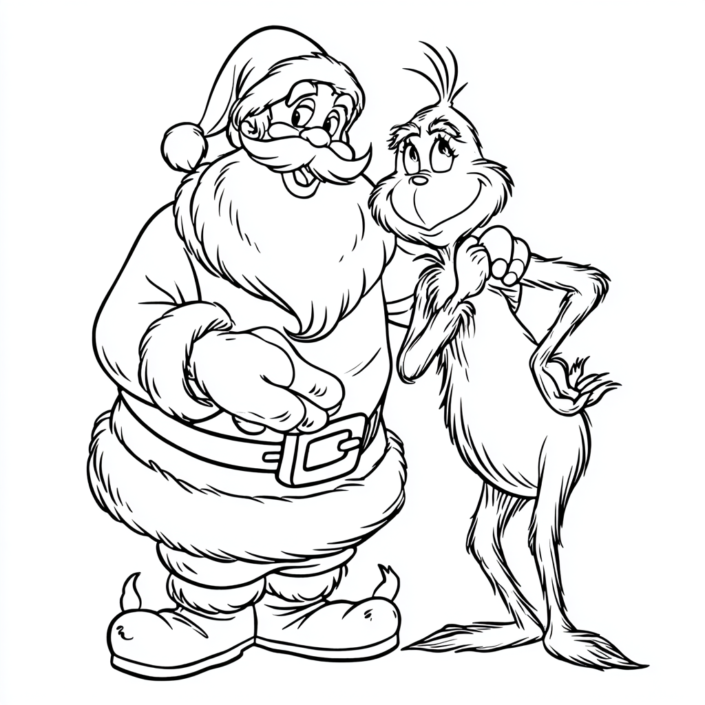 Santa Claus coloring page – Friends Scene Santa Placing A Hand