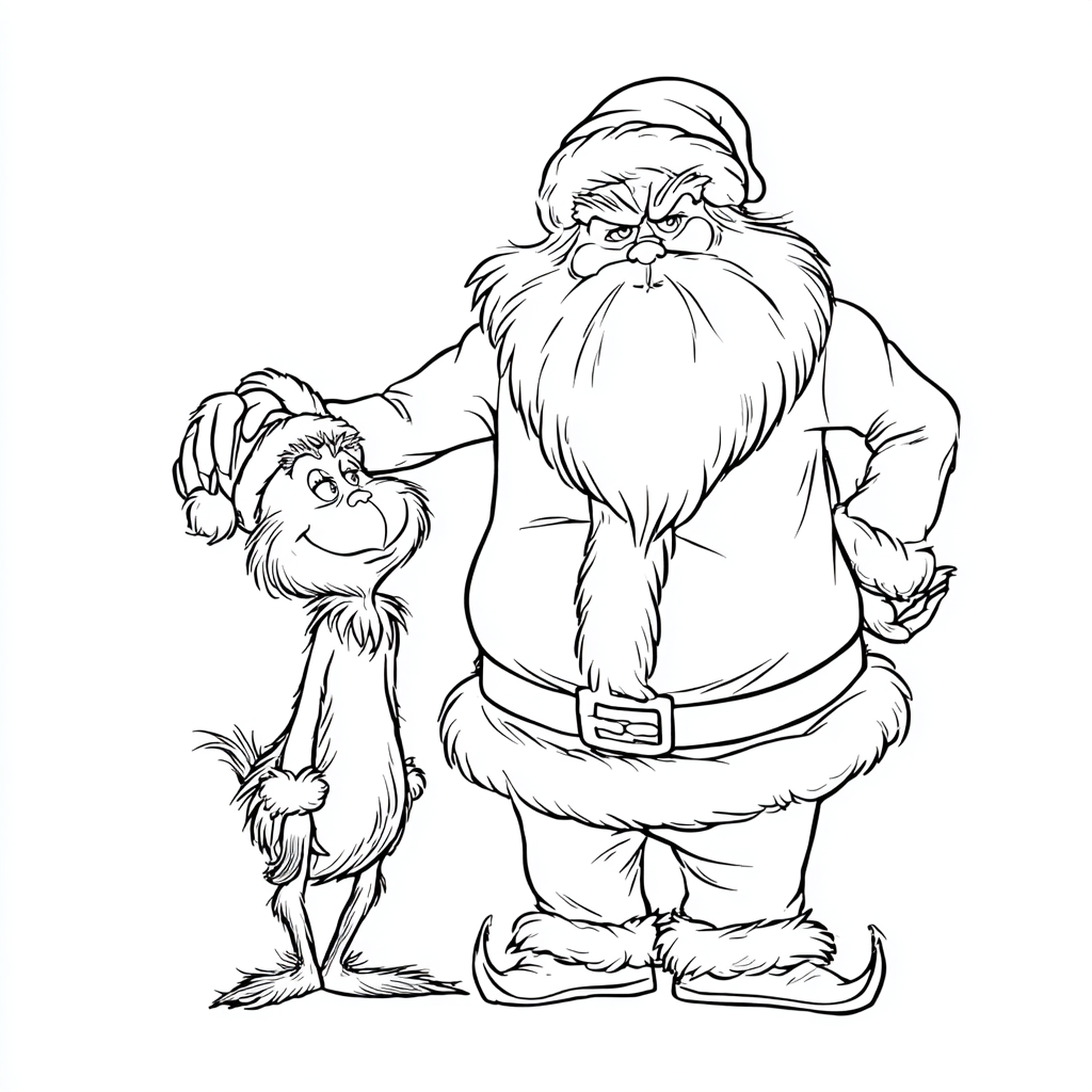 Santa Claus coloring page – Friends Scene Santa Placing A Hand