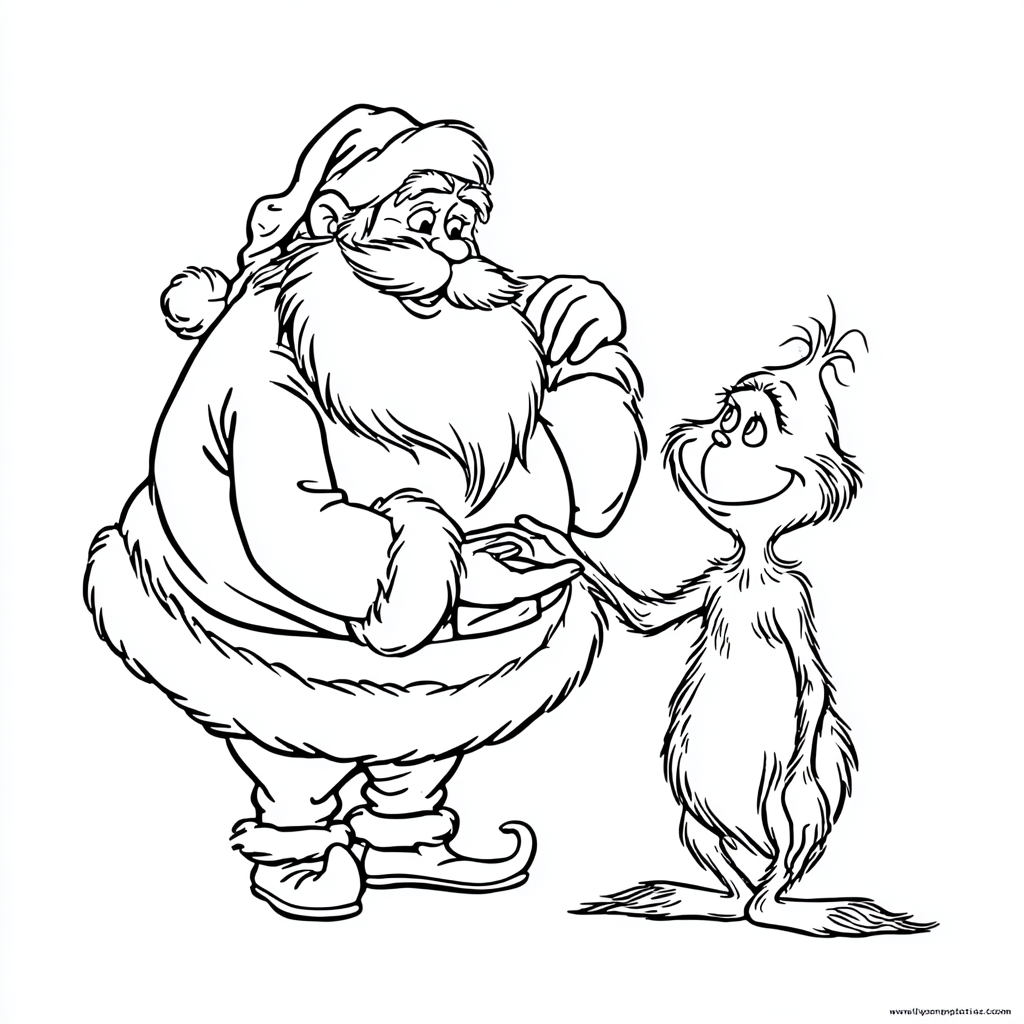 Santa Claus coloring page – Friends Scene Santa Placing A Hand
